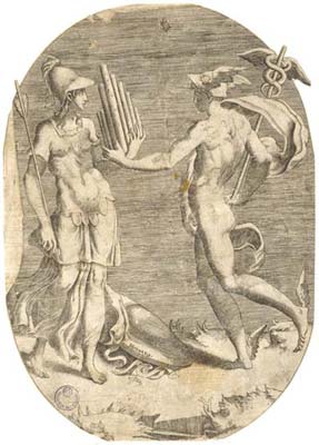 Giulio Bonasone - Mercurio e Minerva